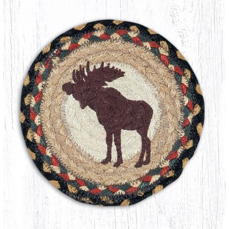 CAPITOL IMPORTING CO 7 in. Jute Round Bull Moose Large Coaster 79-043BM